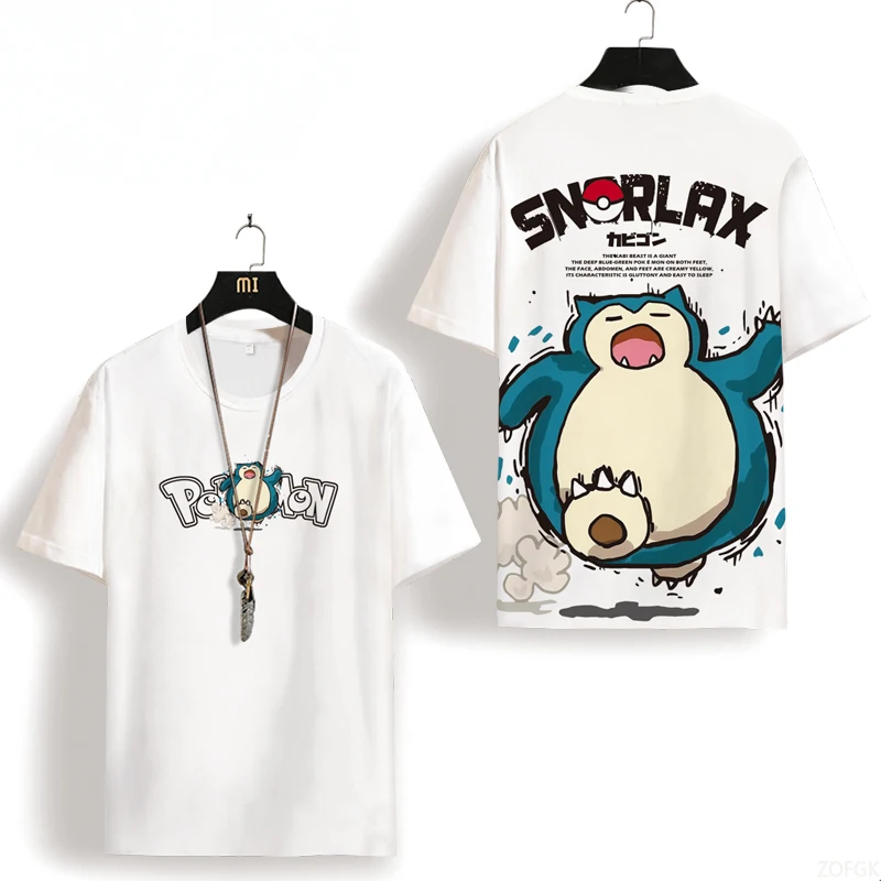 Summer Cartoon Cute Snorlax Anime Fashion Printed Short Sleeve Casual Loose Personalized Comfortable Round Neck T-shir image 3