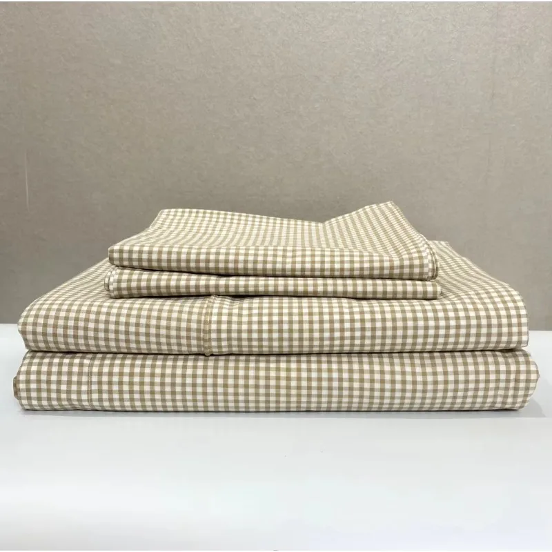 

Ready to Ship Cozy Simple Style 100% Cotton 40s Washed Gingham Duvet Cover Set Bedding