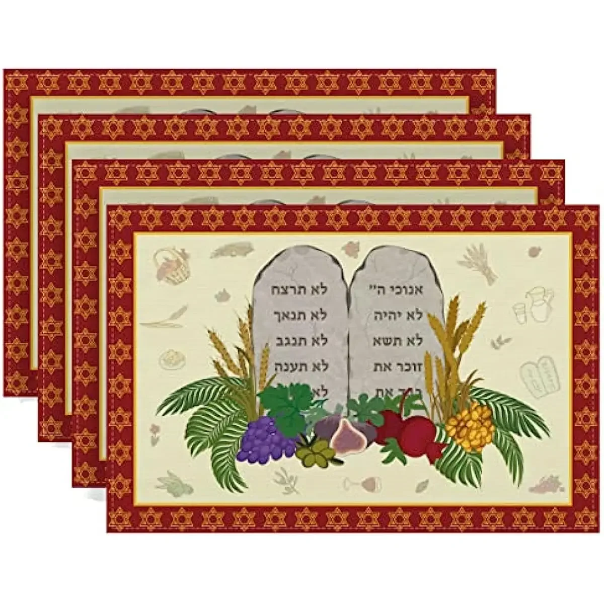 1 шт., льняная подставка для столовых приборов Shavuot, еврейский праздничный декор стола, гранатовый венок из солода, коврики для стола, современный урожай, украшения для столовой Shavuot