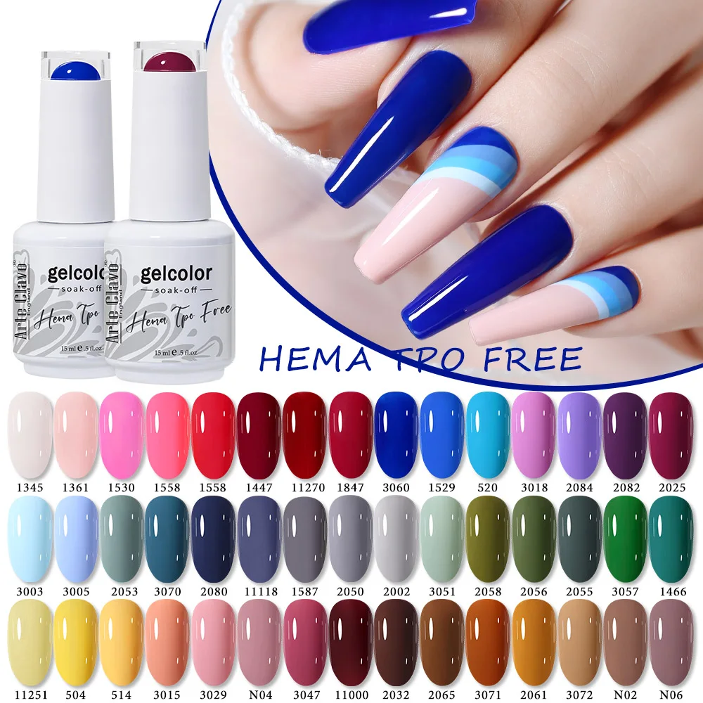 Arte Clavo HEMA TPO GRATIS Kleurrijke Gel Nagellak 15 ml Volledige Dekking Losweken UV LED Vernis Hybrid Nail Art Top Bsae Maincure