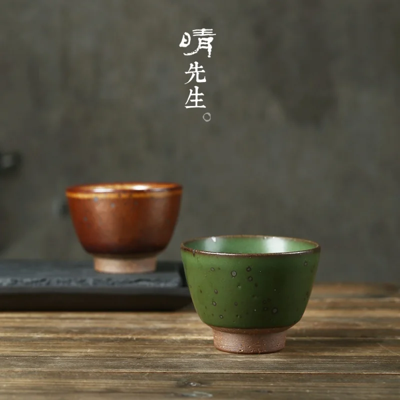 Sunny Day Handmade Coarse Pottery Tea Cup Tea Cup Japanese Tea Cup Single Cup Large Capacity Master Cup Retro Kung Fu Tea Teawar