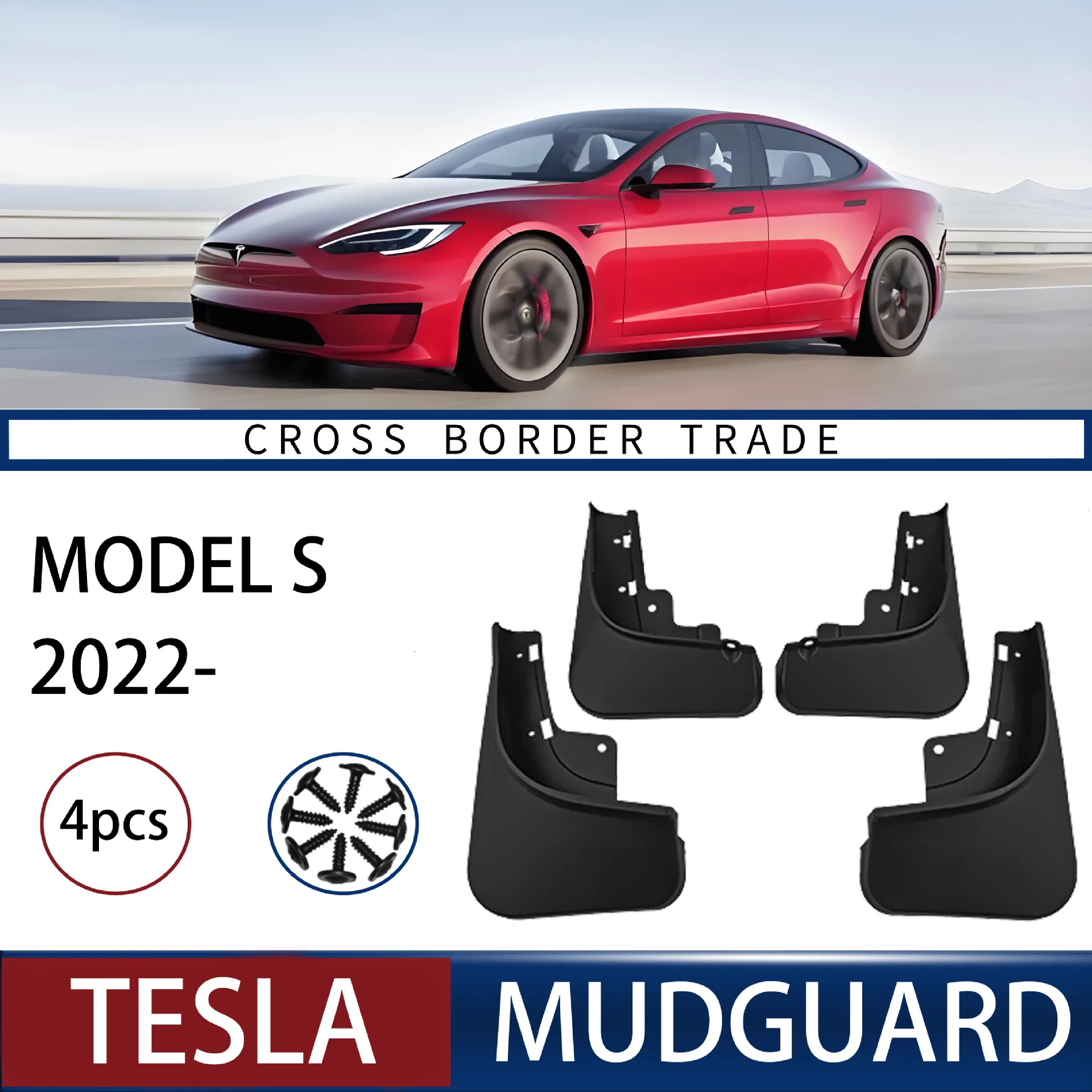 

For Tesla Model S 2022 front and rear tire mudguard,Mudguards Fender Mudflaps Front Rear Flares Splash Guards Cover Car