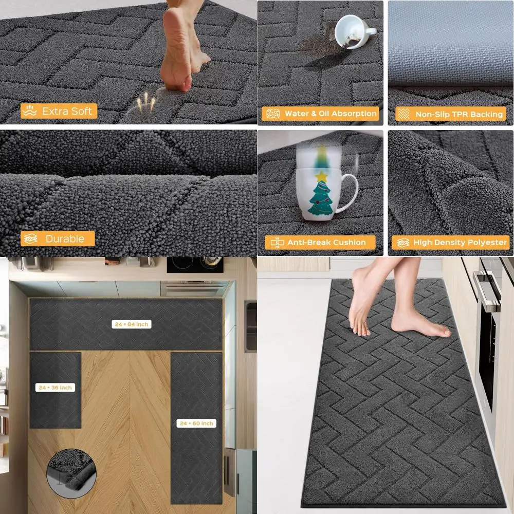 

24 x 70 Machine Washable Non-Slip Kitchen Runner Rugs, Absorbent Mats for Floors, Suitable for Kitchen, Sink, Laundry, and Hallw