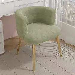 Formwell small version of Accent Chair, Curved Design backrest for kitchen dining  lambswool fabric metal legs in golden coated