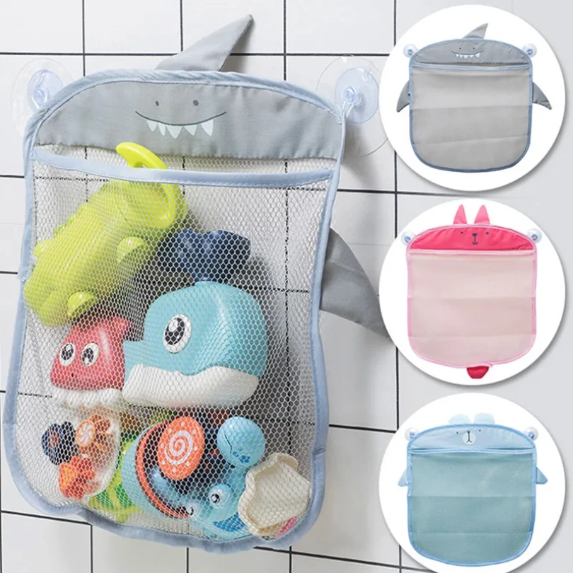 

Children's bath toys storage mesh bag toy bag waterproof draining cartoon cute duck baby bathroom with suction cup hanging bag