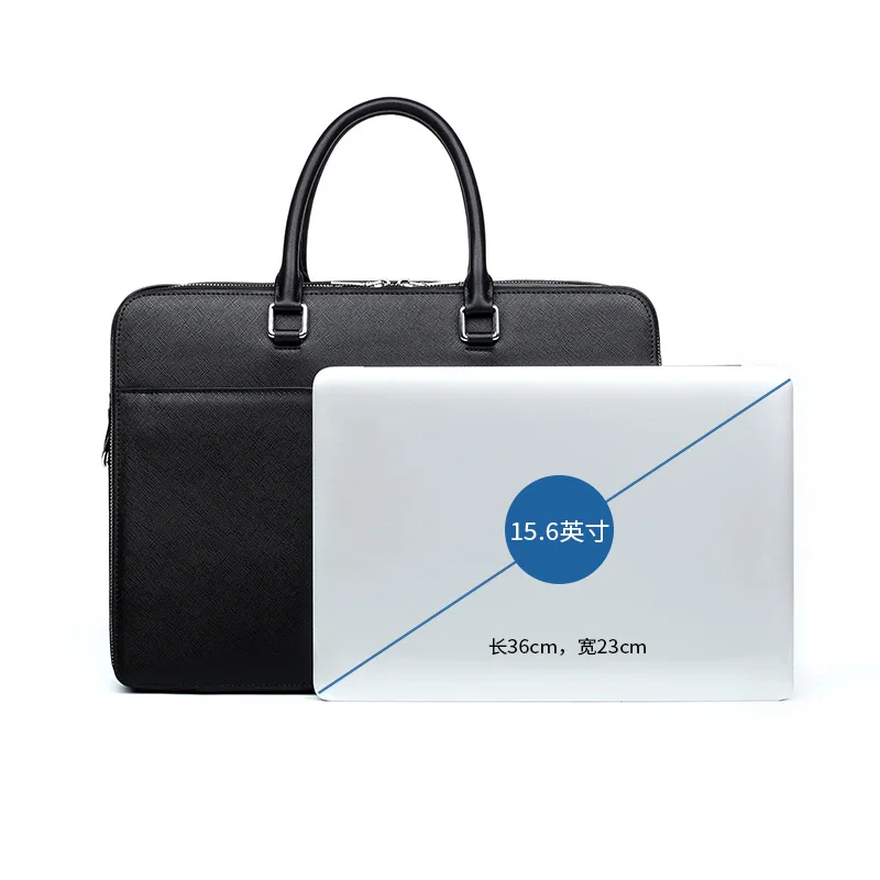 Pasta masculina de couro genuíno, armazenamento de computador multifuncional de negócios de 14 polegadas, bolsa masculina de grande capacidade