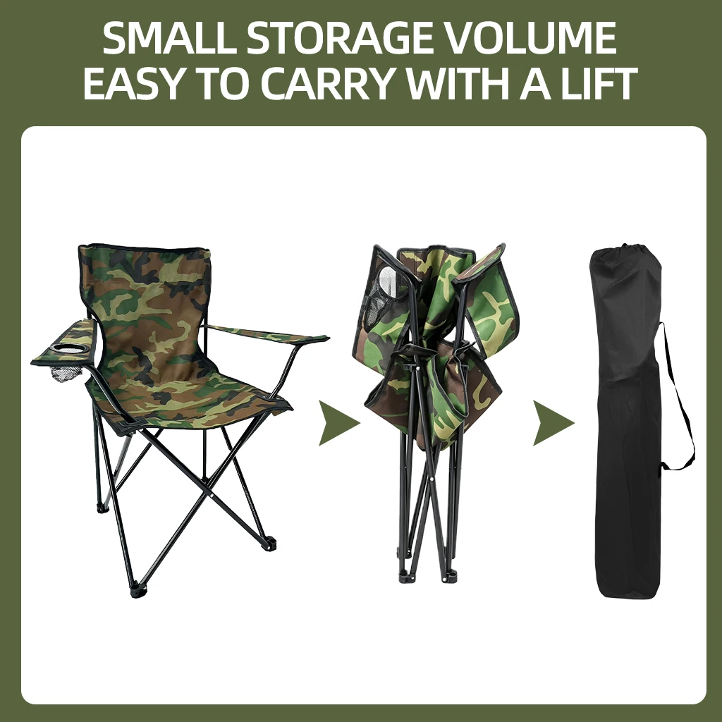 Juego de 1/2 sillas plegables para acampar, 50 × 50 × 80 cm, asiento de pesca portátil, silla de camping plegable y portátil, sillas de escenario, capacidad de peso de hasta 130 kg