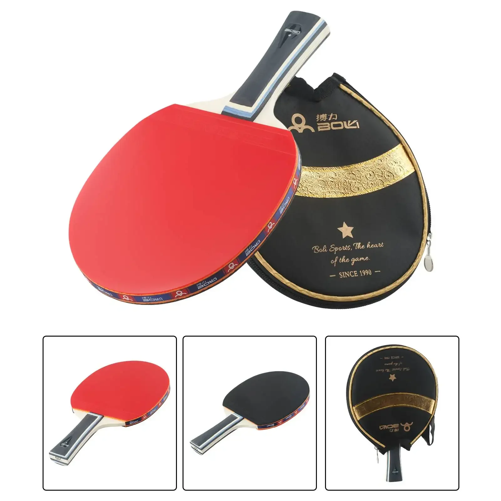 Bat Table Tennis Racket Gifts Replacement Reverse Glue Strong Spin With Bag Wood+Rubber 1 Pc 7 Ply Comfortable