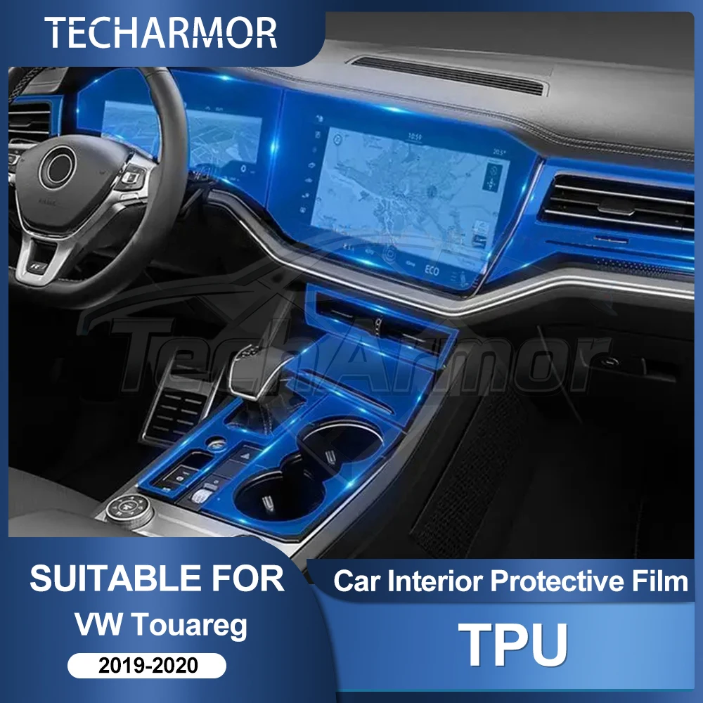Film de protection intérieur de voiture en TPU, anti-rayures, pour Volkswagen Touareg 2019-20, autocollants transparents anti-déchirure, accessoires