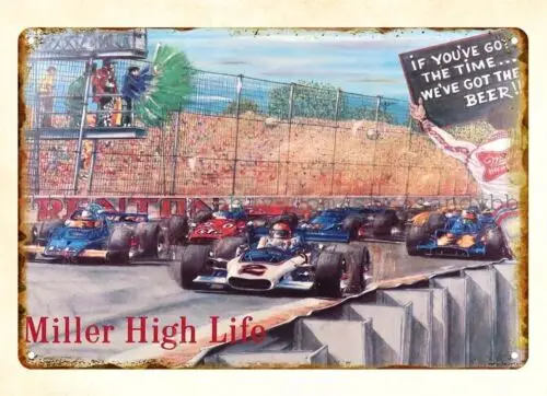 room metal art 1971 Miller High Life Beer Indy 500 car racing metal tin sign