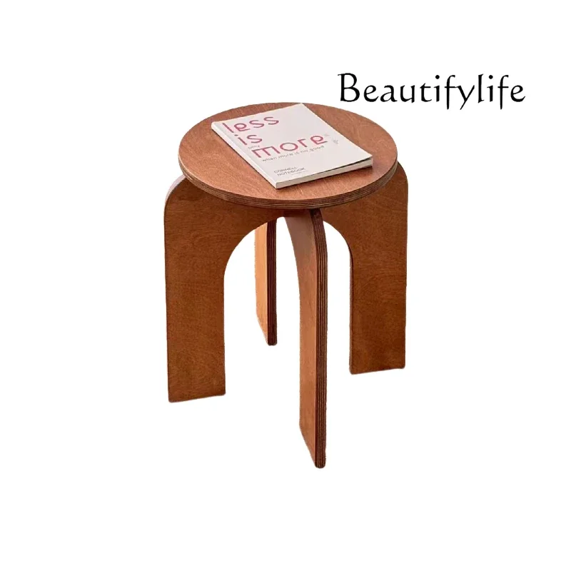 X35 Vintage Ocean Bench Home Solid Wood Coffee Shop Low Stool Nordic Simple Button Stool