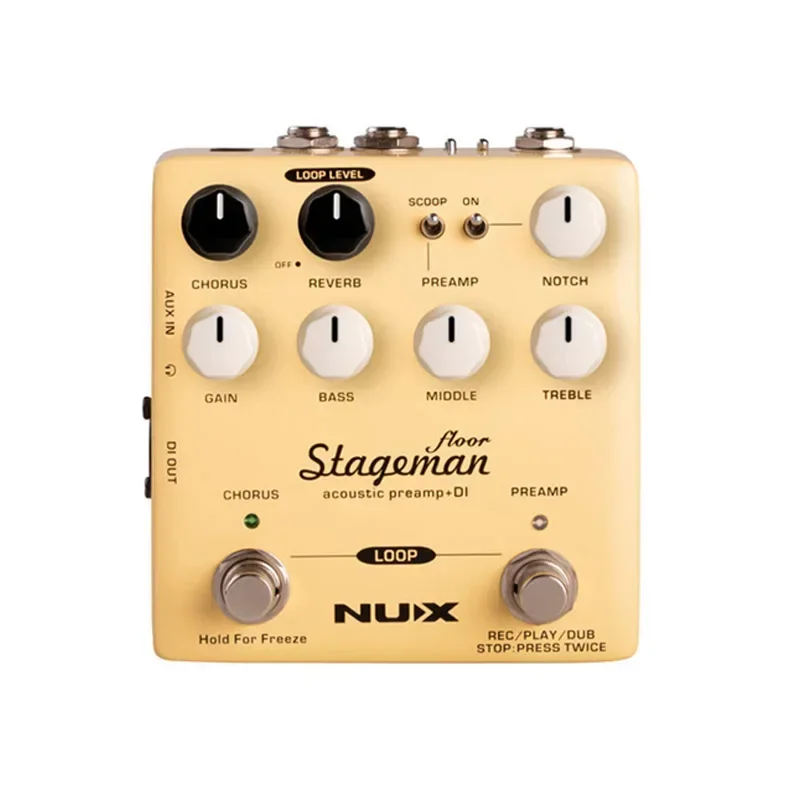 NUX  Floor Acoustic Preamp DI Guitar Effect Pedal with Chorus Reverb Freeze 60s Loop for Guitar Violin Mandolin Banjo