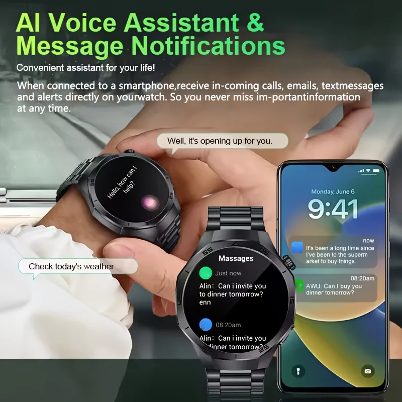 2026 Nuovo orologio intelligente Bluetooth con funzione di chiamata Quadrante personalizzabile da 1,52 pollici Smartwatch sportivo per uomo Donna Monitor sanitario