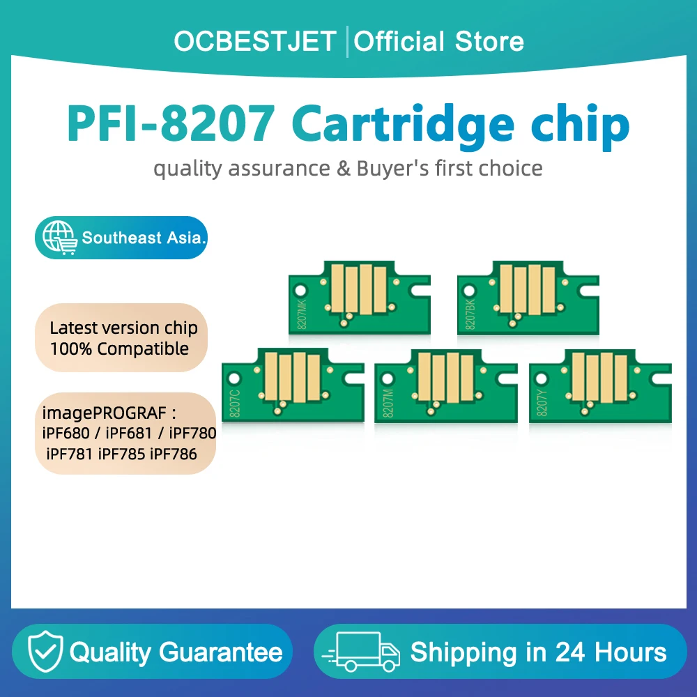 300ml PFI-8207 cartridge chip for Canon PFI-8207 Chip for Canon iPF680 iPF681 iPF685 iPF686 iPF780 iPF781 iPF785 iPF786 printer