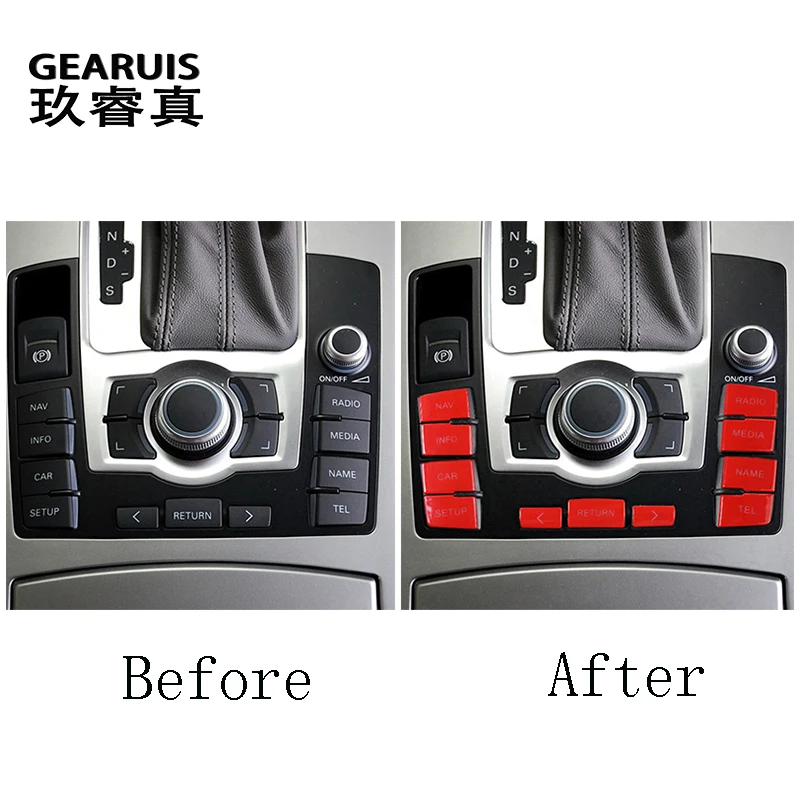 For Audi A6 C6 S6 RS6 2005-2011 Car Central control Gear Shift Cover Switch Volume Knob Button Stickers panel Auto Accessories