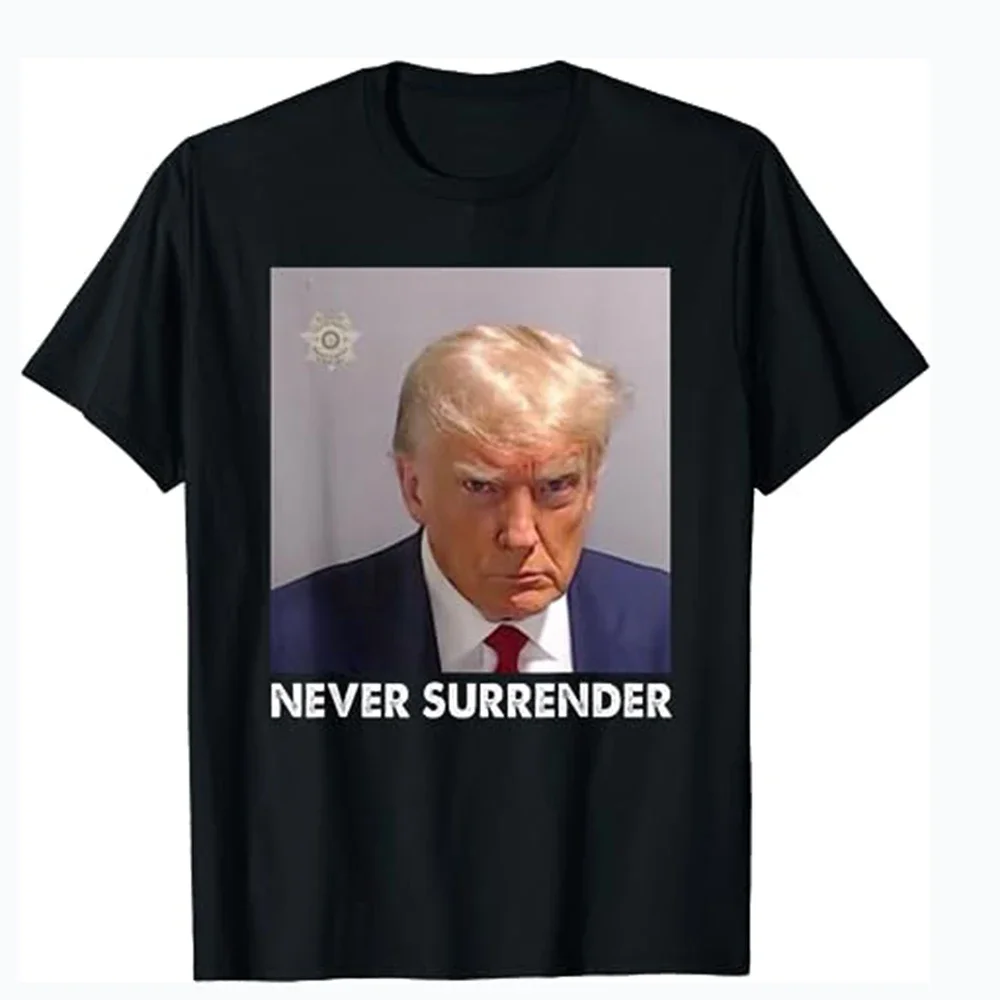 summer  Donald Trump never surrender Mug shot august 2024 T-Shirt men clothing graphic t shirts harajuku oversized men clothing