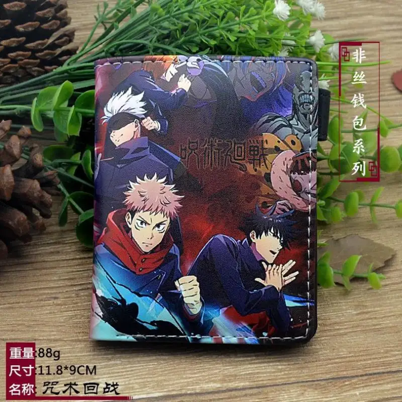 Anime Jujutsu Kaisen Pu Leather Men Wallet Rfid Anti-Magnetic Credit Cards Holder with Organizer Coin Pocket Money Clips Purse