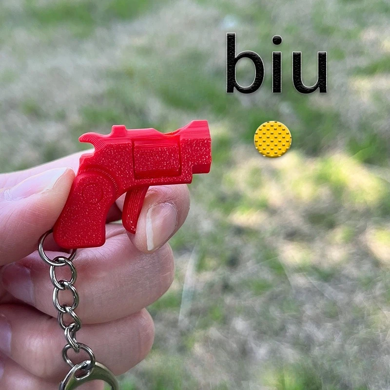 4 سنتيمتر/1.57in مسدس المفاتيح ثلاثية الأبعاد مطبوعة جيب مسدس قلادة المفاتيح يمكن إطلاق مكتب صغير الضغط لعبة لصبي هدية
