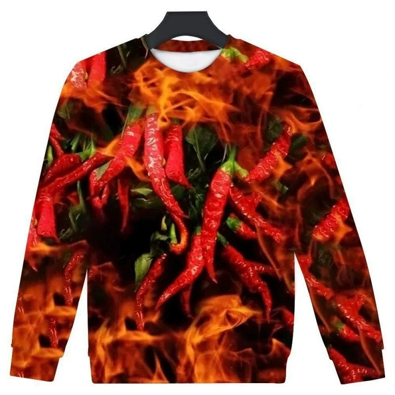 New 3D Printing Red Pepper Fashion Men Women Tracksuits Crewneck Hip Hop Sweater Plus Size S-7XL Harajuku  Seasons Casual