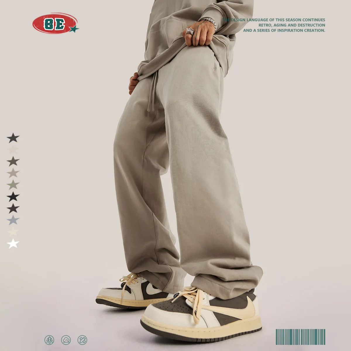 ملابس للرجال 2025 الخريف النمط الأمريكي السراويل العصرية الشباب فضفاض الرجال Sweatpants مستقيم الساق الرياضة الرجال السراويل الطويلة GRR3 #4