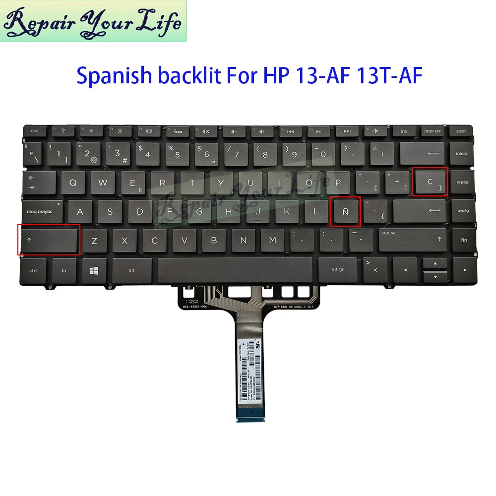 Swiss Spanish Keyboard Backlight For HP Spcetre 13-AF 13T-AF 13-AF002TU 13-AF032NG ES Spain Euro Notebook Backlit New SN7162BL1