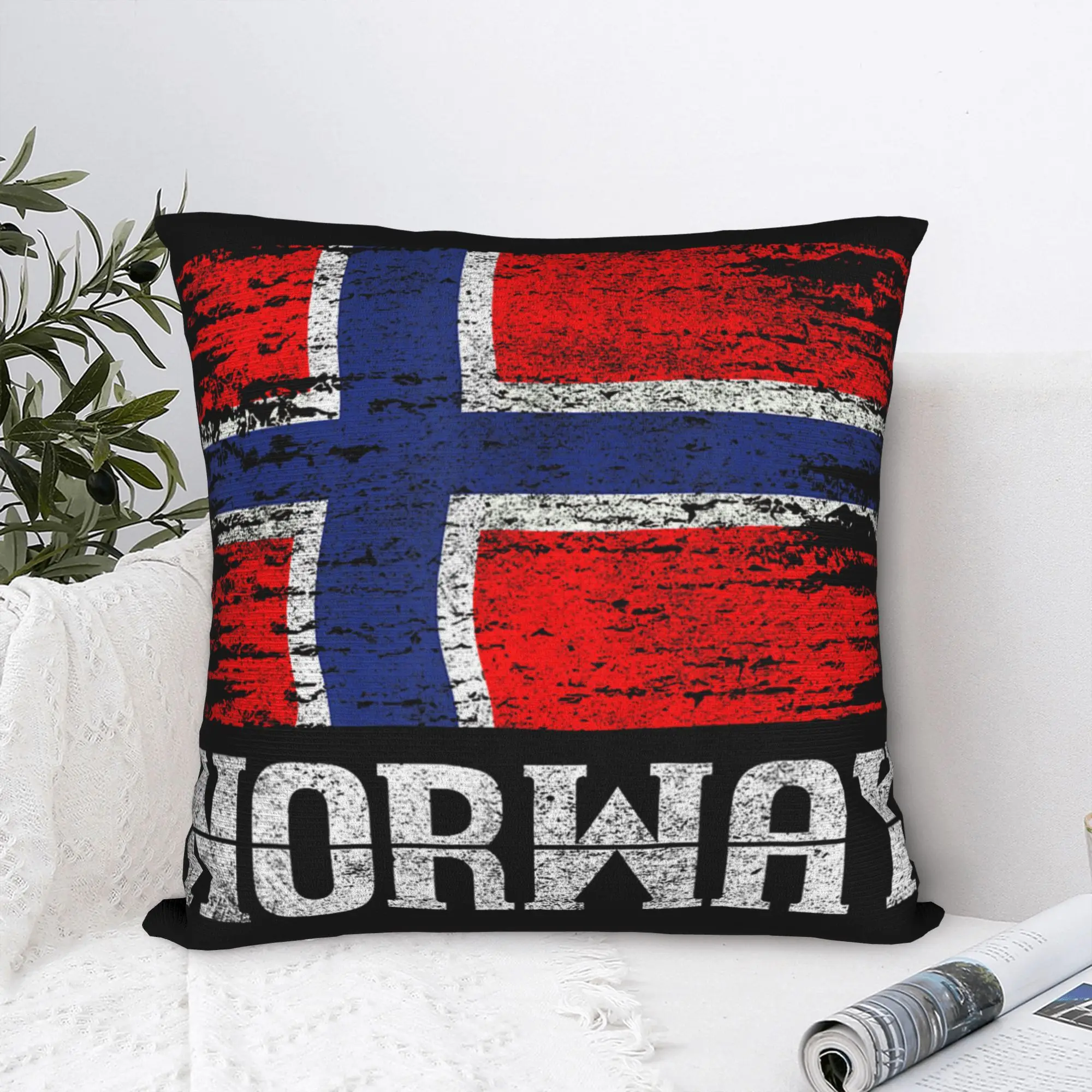 Pillow Cover Norway Flag Scandinavia Gift Oslo Norway  Morden Pillow Case For Living Room Sofa Pillowcases