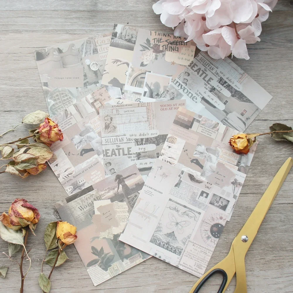 

9*9cm 50pcs Collage Newspaper Magazine Design Paper Creative Craft Paper Background Scrapbooking Gift DIY Message Use