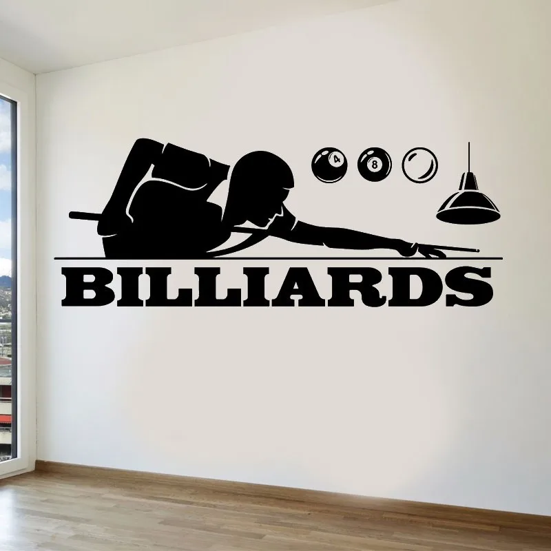 Billiards Sports Wall Stickers Vinyl Decals Snooker Players Home Recreation Area Wall Decor Casual Game Stickers Art Deco T2