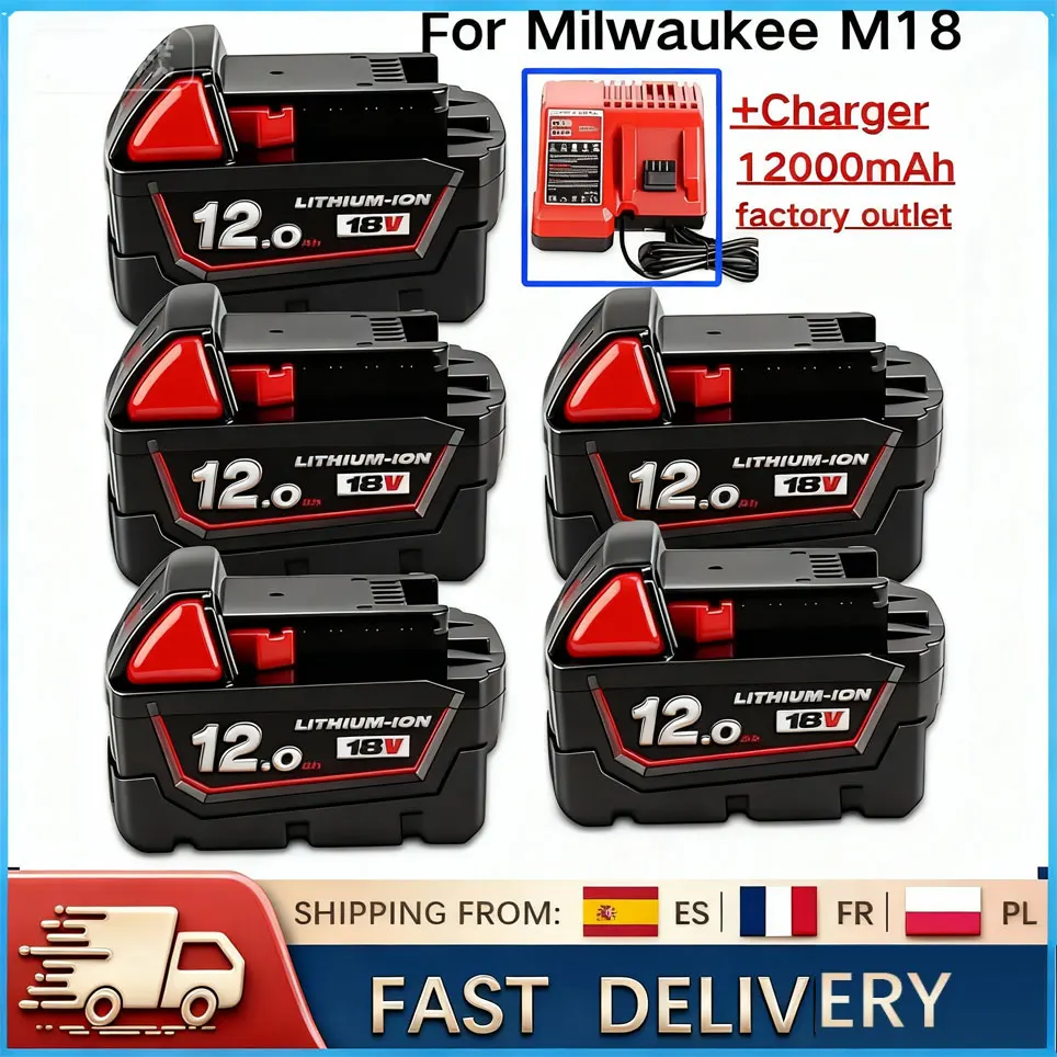 Batterie Milwaukee M18 18V 6.0Ah 9.0Ah 12.0Ah batterie au Lithium de remplacement pour batterie Milwaukee M18 48-11-1815 48-11-1850 2604-22