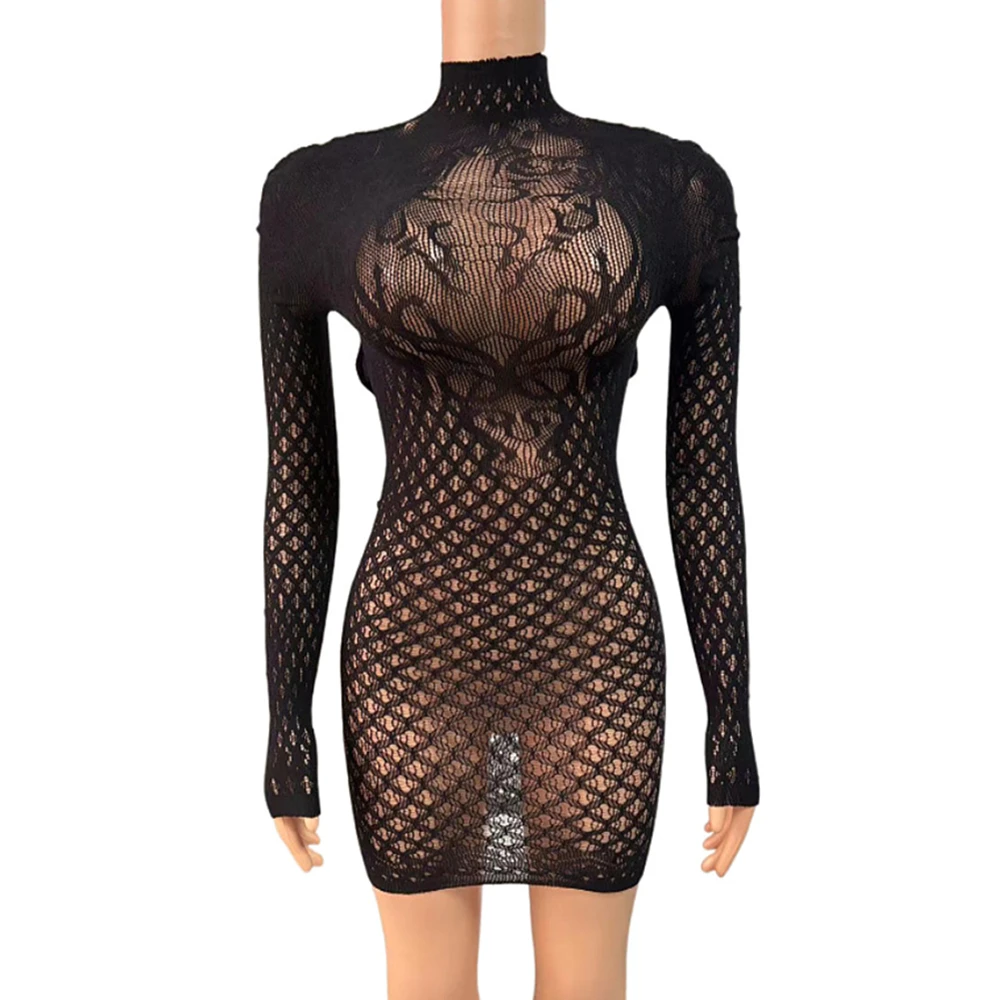 Vintage Backless Lace Bodycon Mini Dress Long Sleeves Sexy Summer Fashion Outfit for Women Ideal for Party Clubwear And Vacation