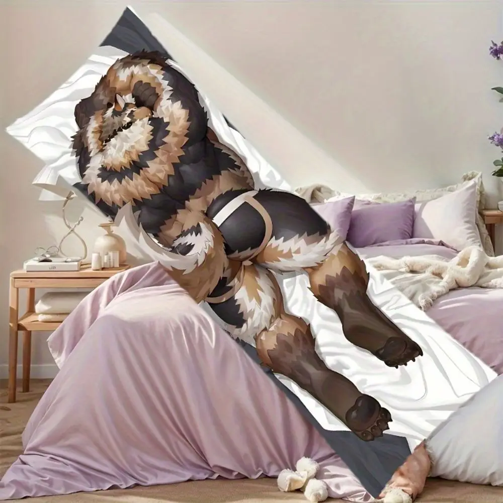 Anime Style Full Body Pillowcase with Zipper, Machine Washable, Side Sleeper Back Support Waist Pillow, Room Decoration