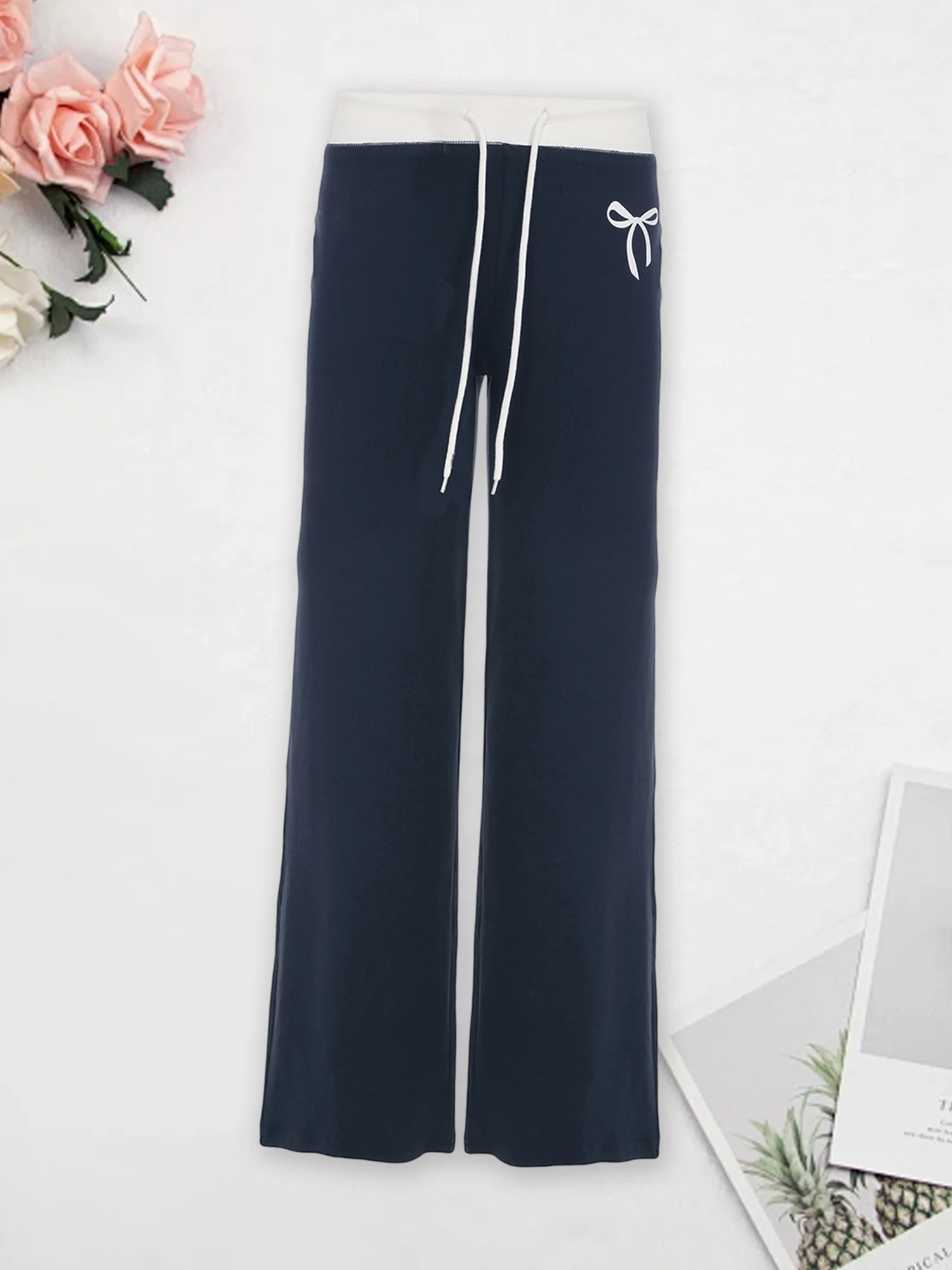 Calça jogger feminina com cintura elástica e bolsos, calça de moletom leve com cordão, calça atlética ativa