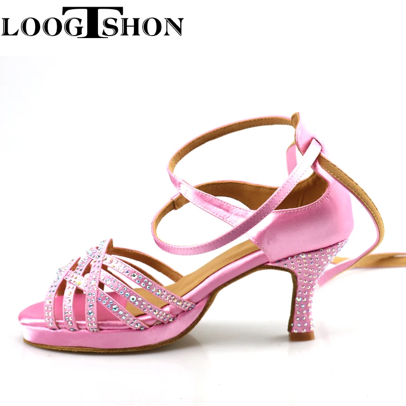 LOOGTSHON Wedding Shoes For Women Salsa Dance Shoes Woman Sandals With Platform Silver Dance Shoes Rhinestone