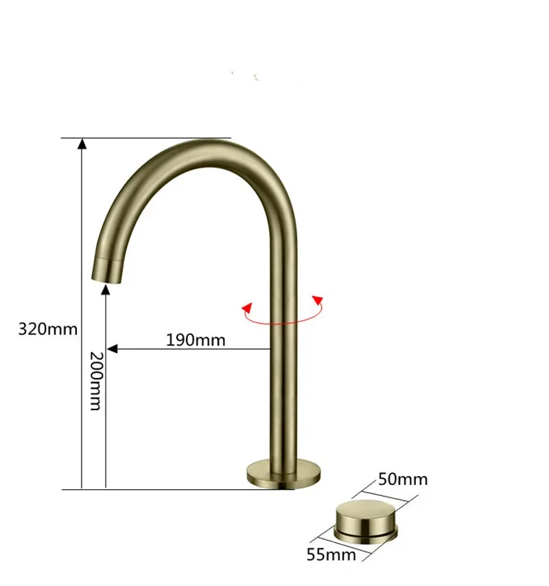 Basin faucet Bathroom two holes Widespread Brushed Gold bathroom faucet sink tap 360 rotating widespread Black basin Tap