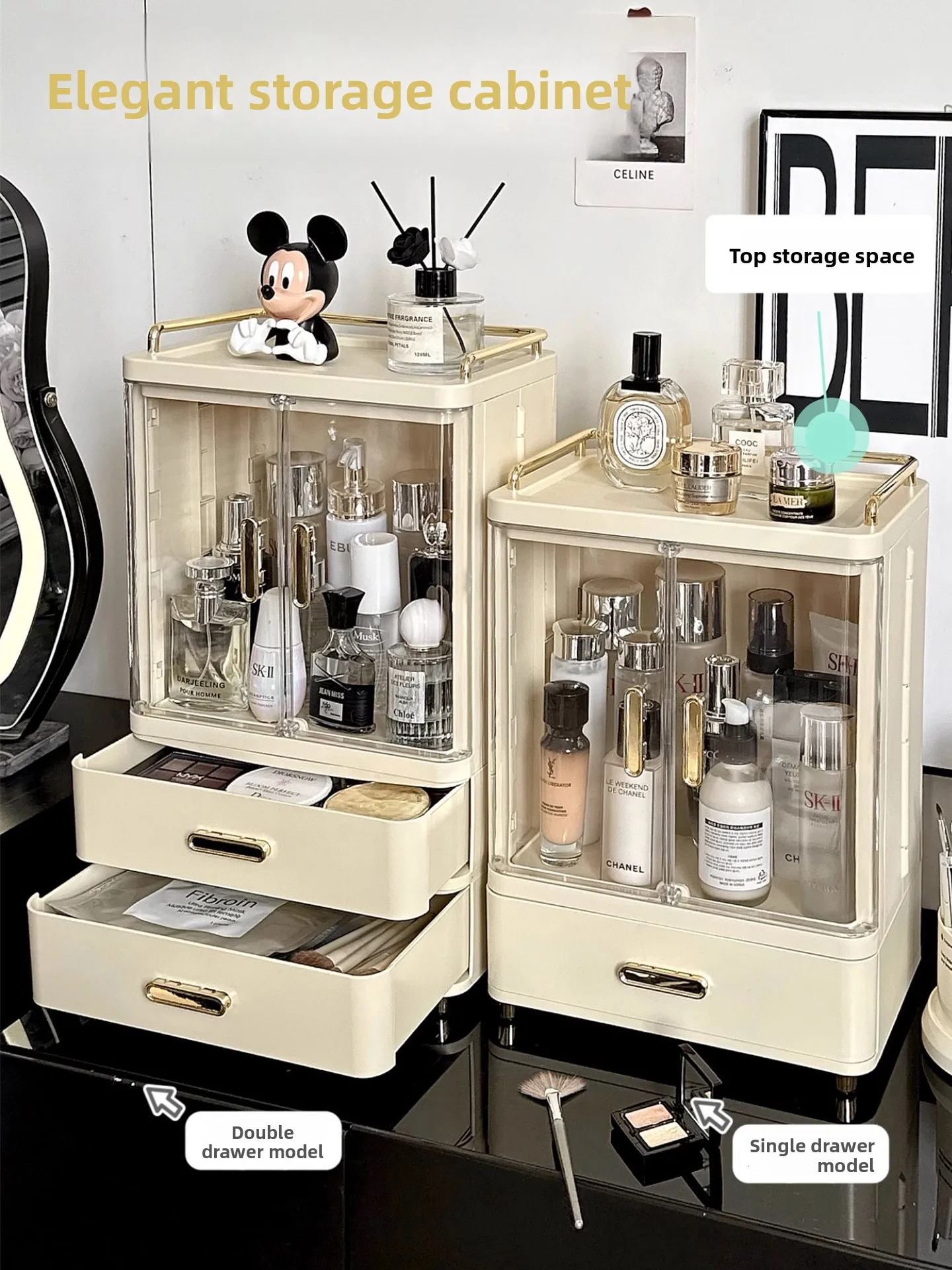 

Большой ящик для хранения косметики Capaci Der pe, настольный органайзер, пылезащитный держатель для средств по уходу за кожей, прямоугольный 4-слойный апей