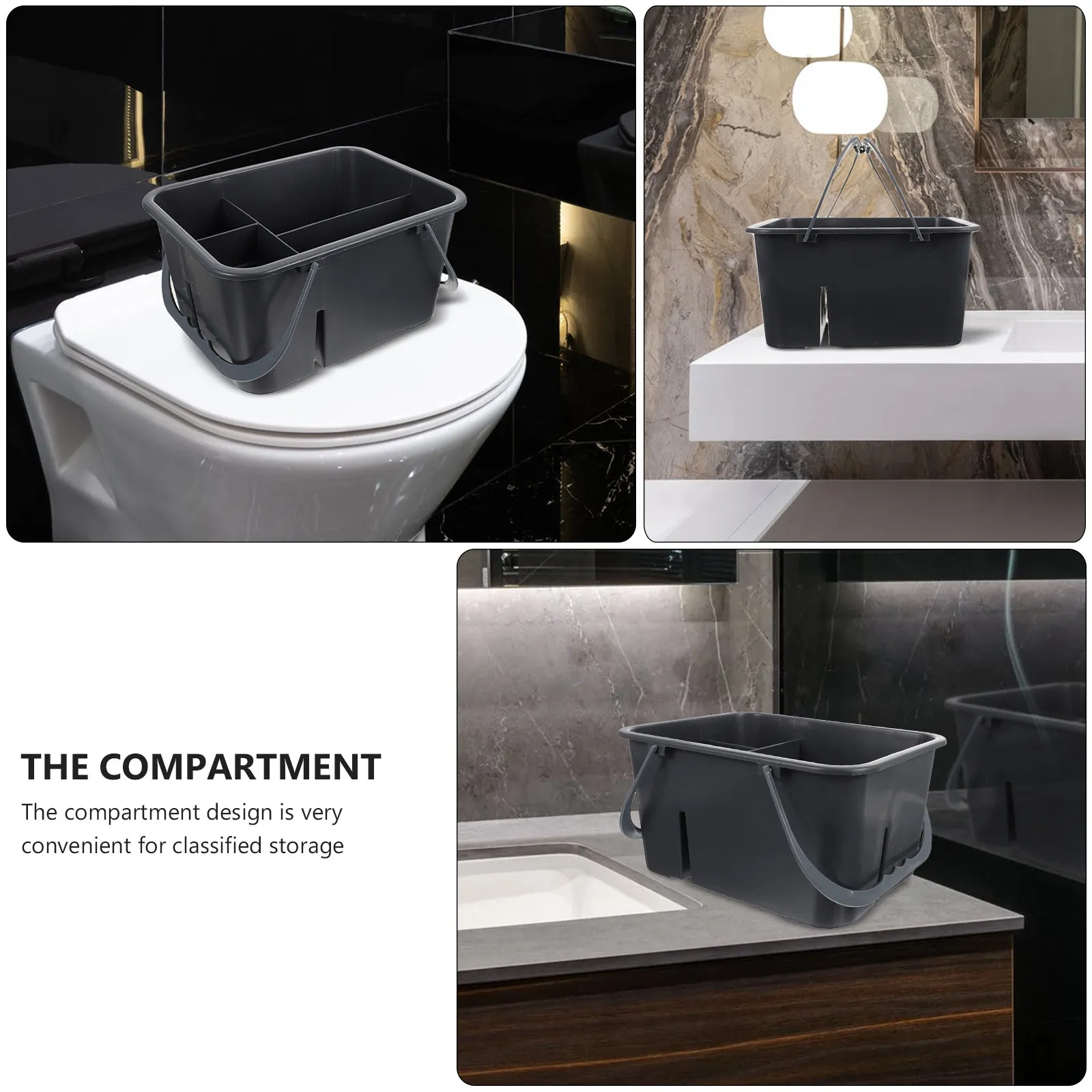1Pcs Bathroom Cleaning Basket High Quality Plastic Handheld Four Grid Storage Box for Toilet Organizing Supplies