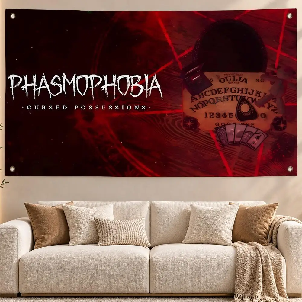 Viral Game Phasmophobia Flags Aesthetic Wall Hanging Flag Banner Bedroom Living Room Home Decor Large HD