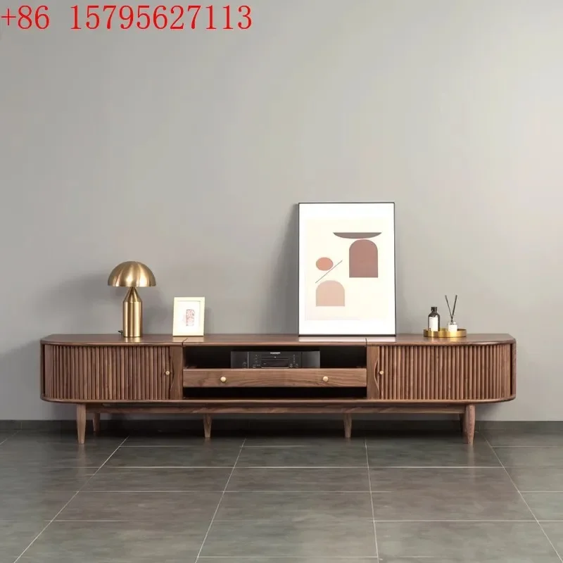 North American black walnut laser TV cabinet telescopic cabinet simple living room projection cabinet solid wood