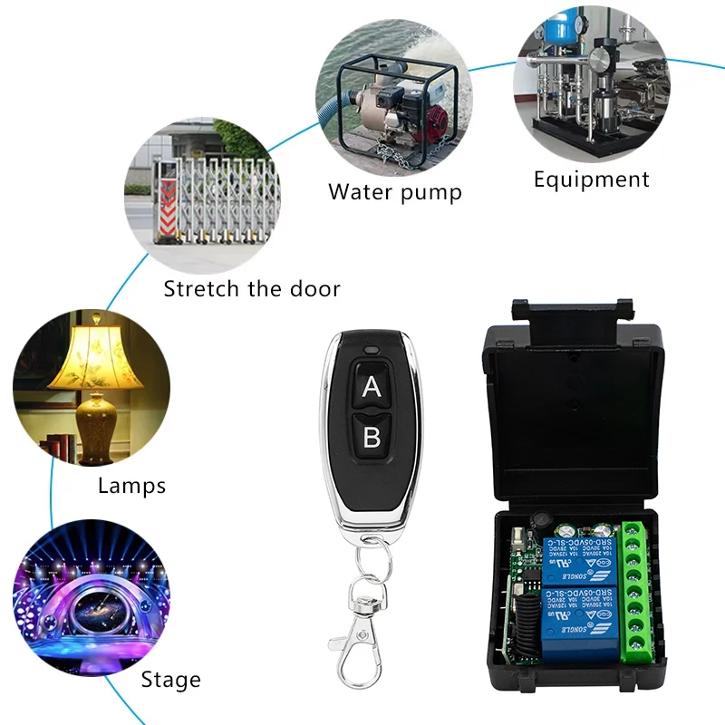433 ميجا هرتز 12 فولت 24 فولت 220 فولت مفتاح التحكم عن بعد للضوء ، الباب ، المرآب العالمي تيار مستمر 6-30 فولت التيار المتناوب 85 فولت-256 فولت CH التتابع استقبال ووحدة تحكم #2