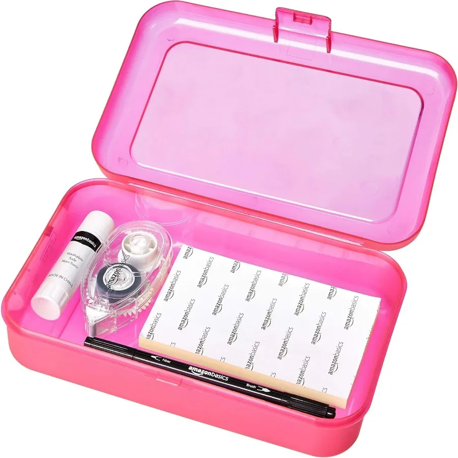 مقلمة كبيرة متعددة الألوان مكونة من 4 قطع - صندوق مستلزمات مدرسية بلاستيكي متين لتنظيم الطلاب