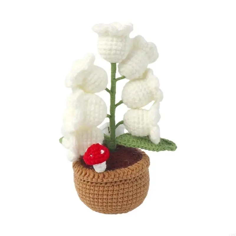 Sentimental Decoration Handmade Crochet Valley Potted Plant LED Night Lights for Personality Emotional Comfortable C7AC