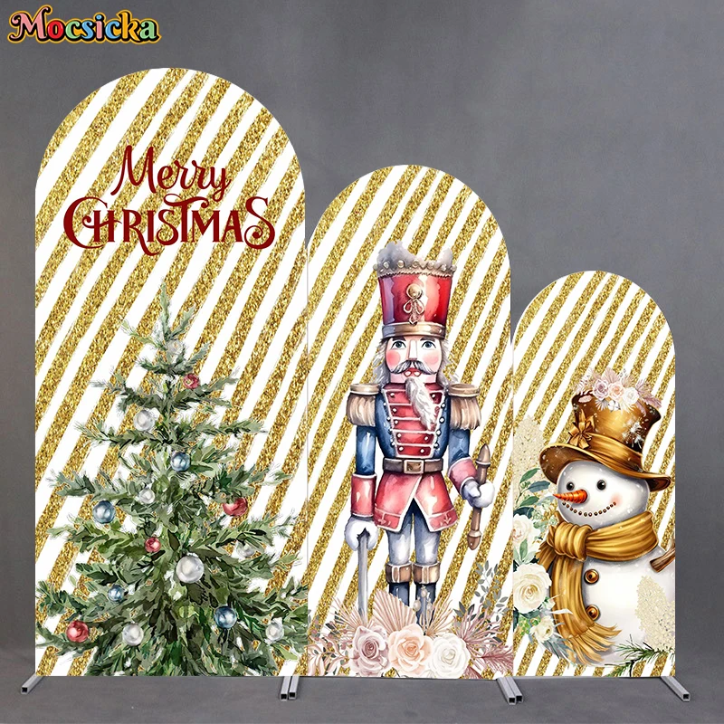 

Mocsicka Christmas Tree Arch Backdrop Cover Gifts Snowman Photo Backgrounds Photography Photoshoot Decoration Party Props Studio