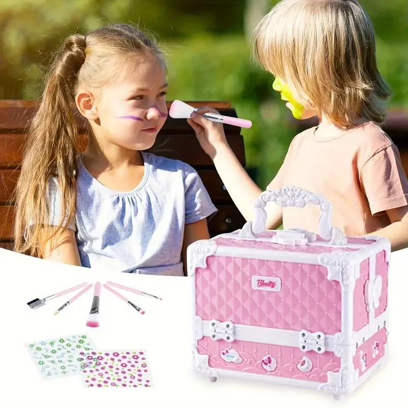 Juego de maquillaje para niños, caja del Tesoro, caja de mano, esmalte de uñas, juguetes lavables para niñas