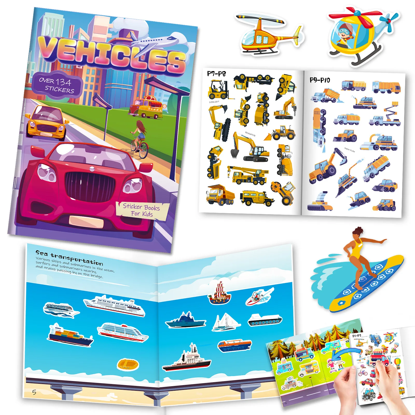 Car Themed Sticker Book Trucks Fire Trucks Early Education Concentration Training Interest Enlightenment Children Sticker Book