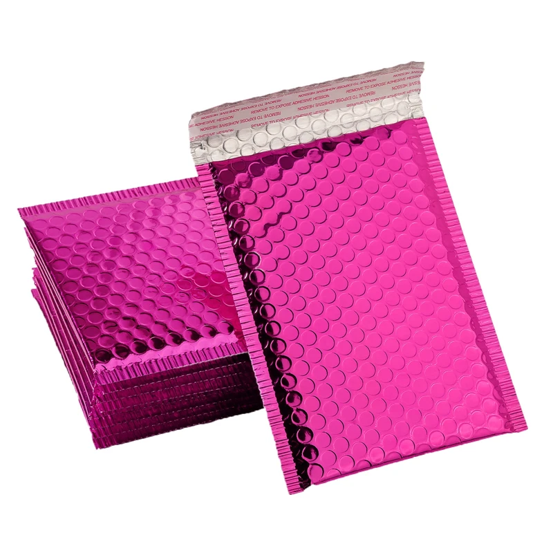 50 Uds. De sobres de burbujas rojo rosa de 15x20 + 4cm, bolsas de papel de aluminio, sobres de burbujas para embalaje de regalo, bolsa de recuerdo de boda, sobres de correo