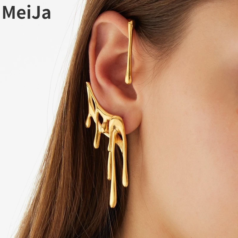 Modern Jewelry 2024 Trend New Gold Color Irregular Hanging Clip Earrings For Women Party Gifts Fine Accessories Dropshipping