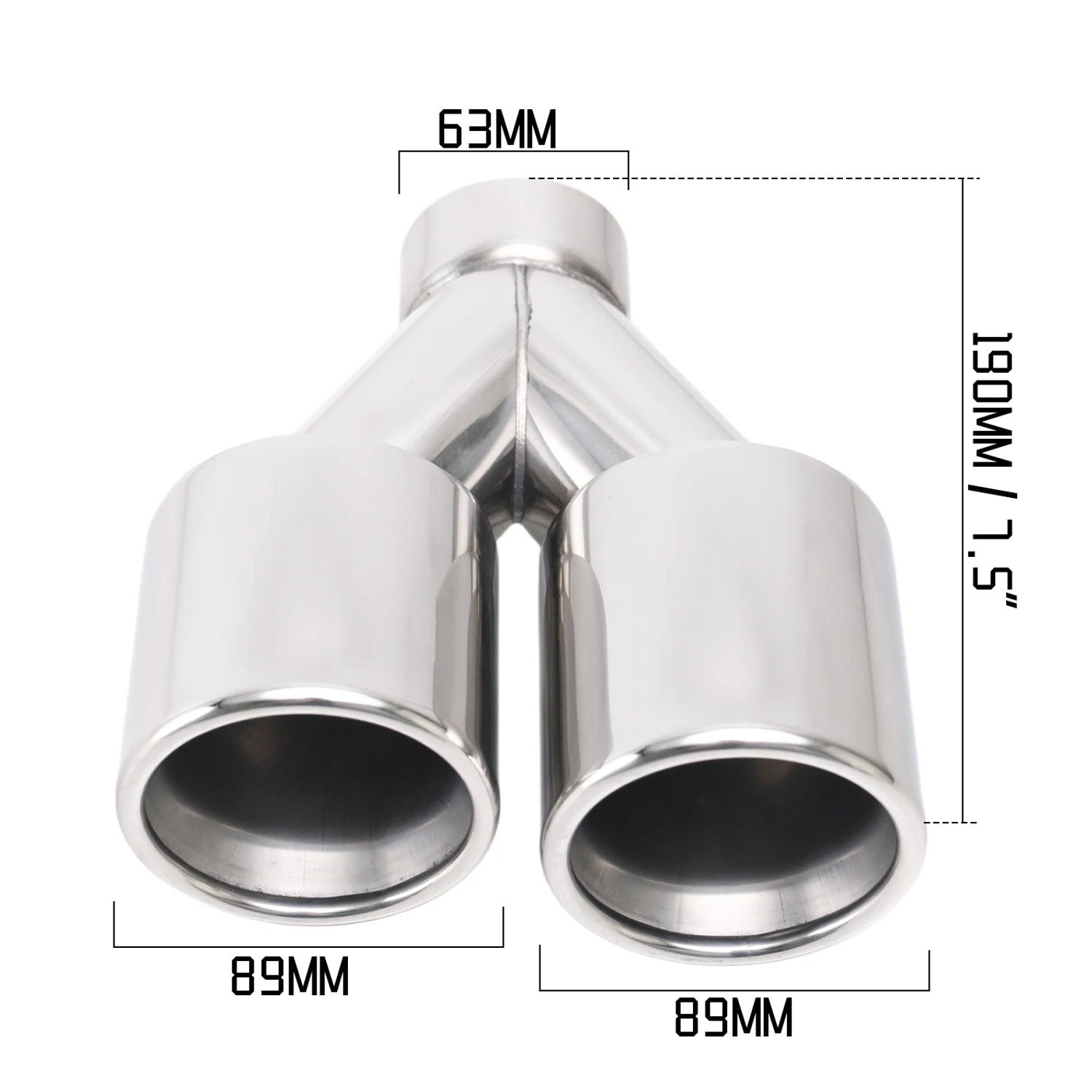 

1pcs Stainless Steel Silver 2.5'' rolled double Exhaust Tip 3.5'' outlet Muffler end Tips with clamp
