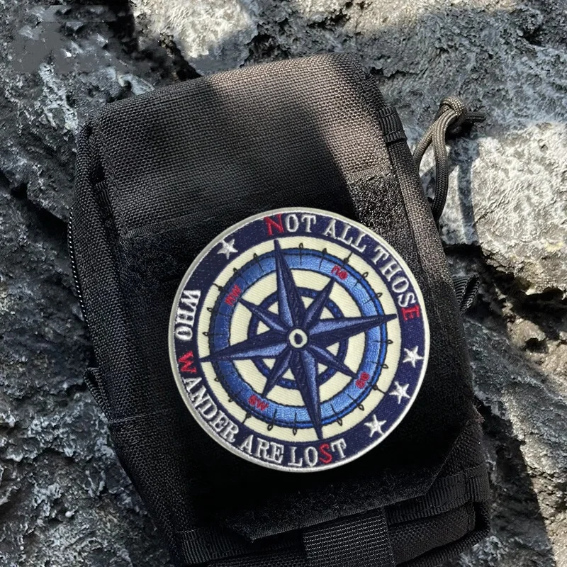 Compass Hook&loop Tactical Patches Embroidery NOT ALL THOSE Patch Military WHO WANDER ARE LOST Morale Badge Backpack Stickers