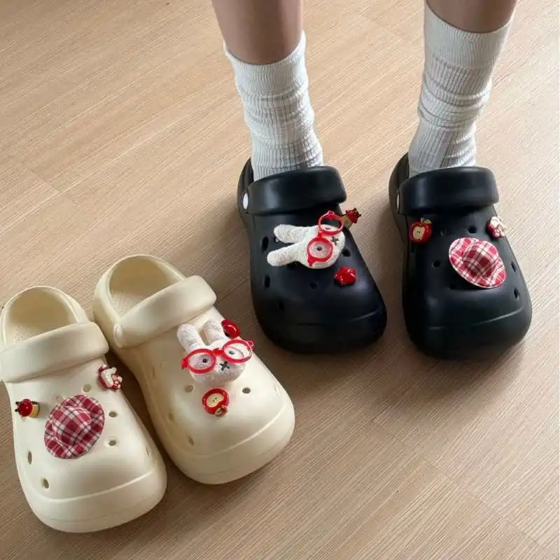 

2025 New JIBBITZ Cute Plush Rabbit Shoes Charms For Clogs Sandals Durable ABS Material Perfect for DIY Shoe Customization Gifs
