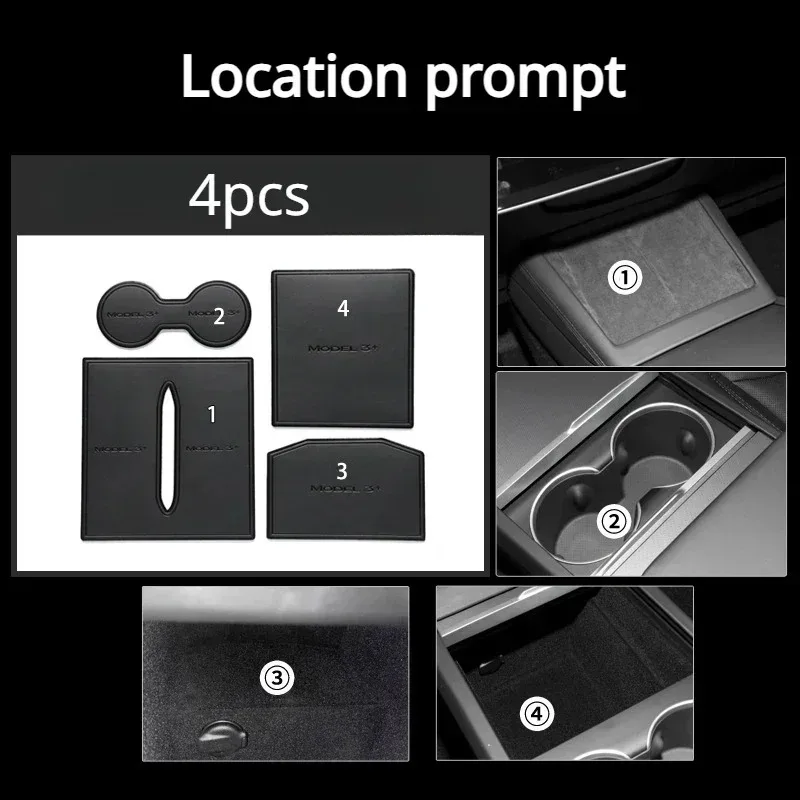 Tapis de fente de porte en cuir pour Tesla, nouveau modèle 3 +, tapis de tasse antidérapant, rainure de porte, accessoires de voiture pour modèle 3 Highland 2024